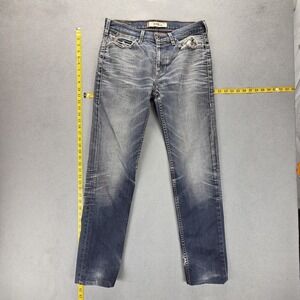 VTG Levis 519 Jeans Mens Blue Slim Engineered Altered Hem‎ Honeycomb Fits 32x30